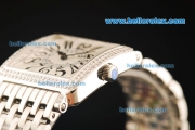 Franck Muller Master Square Swiss Quartz Movement Full Steel with Silver Dial and Diamond Bezel