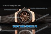 Hublot Big Bang Unico Chrono Swiss Valjoux 7750 Automatic Rose Gold Case with Skeleton Dial and Black Rubber Strap - 1:1 Original