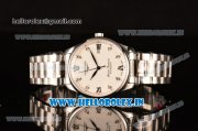 Longines Master Swiss ETA 2824 Automatic Full Steel with White Dial and Diamonds/Roman Numeral Markers