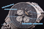 Breitling Navitimer Chronograph Miyota Quartz Movement Steel Case and Bracelet with Black Dial