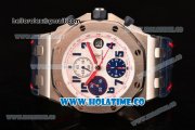 Audemars Piguet Royal Oak Offshore Tour Auto 2012 Best Edition Chrono Swiss Valjoux 7750 Automatic Steel Case with White Dial Blue Arabic Numeral Markers and Blue Leather Strap (JF)