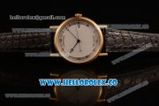 Breguet Classique Miyota 9015 Automatic Yellow Gold Case with White Dial Yellow Gold Bezel and Black Leather Strap - (AAAF)