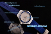 Hublot Big Bang Tutti Frutti Caviar Swiss ETA 2824 Automatic White Ceramic Case with Blue Leather Strap and Diamond/Steel Bezel - 1:1 Original