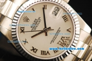 Rolex Datejust Automatic Movement Full Steel with ETA Coating Case and White Dial-Roman Numerals
