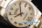 Rolex Datejust Automatic Movement Full Steel with ETA Coating Case and White Dial-Roman Numerals