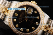 Rolex Datejust Automatic Movement Black Dial with Diamond Bezel and Two Tone Strap