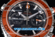 Omega Seamaster Planet Ocean 600M Co-Axial Chronograph Clone Omega 9300 Automatic Steel Case with Black Dial Stick Markers and Orange Rubber Strap (EF)
