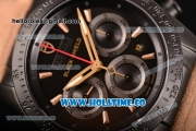 Tudor Black Shield Swiss Valjoux 7753 Automatic DLC Case with Black Dial Rose Gold Stick Markers and Brown Leather Strap - 1:1 Original (ZF)