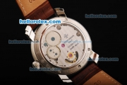 Vacheron Constantin Tourbillon Chronometer Swiss Manual Winding Movement Steel Case with White Dial and Brown Leather Strap