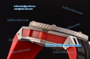 Hublot King Power Ferrari Chrono Miyota OS20 Quartz Steel Case with Black Rubber Strap Red Dial