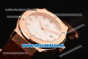 Hublot Classic Fusion 9015 Auto Rose Gold Case with White Dial and Brown Leather Strap