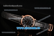 Cartier Rotonde De Asia Manual Winding Rose Gold Case with Black Dial and White Roman Numeral Markers