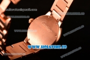 Cartier Rotonde De Miyota Quartz Rose Gold Case/Bracelet with Diamonds Bezel White Dial and Black Roman Numeral Markers