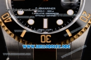 Rolex Submariner Clone Rolex 3135 Automatic Two Tone Case/Bracelet with Black Dial and Dot Markers - 1:1 Original