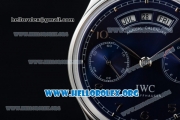 IWC Portuguese Annual Calendar Asia Automatic Steel Case with Blue Dial Black Leather Strap - 1:1 Original(YL)