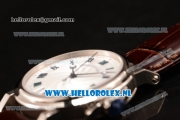 Breguet Marine Big Date Clone Breguet Automatic Steel Case with White Dial and Brown Leather Strap