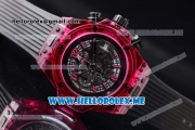 Hublot Big Bang UNICO Sapphire Red Miyota Quartz Sapphire Crystal Case with Skeleton Dial and Black Rubber Strap Stick/Arabic Numeral Markers