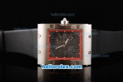 Richard Mille RM016 Silver Case with Grey Roman Markers and Black Leather Strap