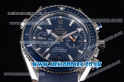 Omega Seamaster Planet Ocean 600M Co-Axial Chronograph Clone Omega 9300 Automatic Steel Case with Blue Dial Stick Markers and Blue Rubber Strap (EF)