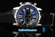 Roger Dubuis Excalibur Chronograph Quartz Movement Steel Case with Black Dial and Black Rubber Strap