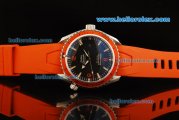 Omega Seamaster Swiss ETA 2836 Automatic Movement Steel Case with Black Dial and Orange Rubber Strap