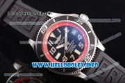 Breitling Superocean 42 Swiss ETA 2824 Automatic Steel Case with Black Dial and Arabic Numeral Markers - Red Inner Bezel