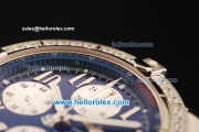 Breitling Chronomat Evolution Chronograph Swiss Valjoux 7750 Automatic Movement Full Steel with Diamond Bezel and Blue Dial