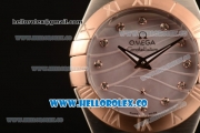 Omega Constellation Ladies Miyota Quartz Two Tone Case/Bracelet with Pink MOP Dial and Diamonds Markers (AAAF)
