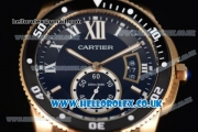 Cartier Calibre de Cartier Diver Asia ST16 Automatic Yellow Gold Case with Black Dial Roman Markers and Black Rubber Strap