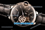 Cartier Ballon Bleu De 42MM Miyota 82S7 Automatic Steel Case with Black Dial Black Leather Strap and Stick Markers