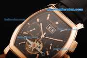 Vacheron Constantin Malte Tourbillon Automatic Movement Rose Gold Case with Black Dial and Rose Gold Stick Markers