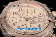 Breitling Chronomat Evolution Swiss Valjoux 7750 Automatic Steel Case with White Dial and Silver Arabic Numeral Markers (BP)