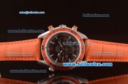 Omega Seamaster Chronograph Automatic Movement with Black Dial,Red Bezel and Orange Leather strap