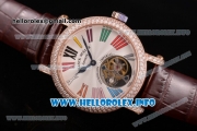 Franck Muller Color Dreams Swiss Tourbillon Manual Winding Rose Gold Case with Silver Dial Colorful Roman Numeral Markers and Diamonds Bezel (FT)