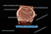 Rolex Day-Date Asia 2813/Swiss ETA 2836/Clone Rolex 3135 Automatic Rose Gold Case with Roman Numeral Markers and Brown Dial (BP)