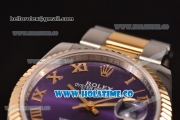 Rolex Datejust Asia 2813 Automatic Yellow Gold/Steel Case with Purple Dial Roman Numeral Markers and Gold Bezel (BP)