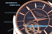 Patek Philippe Complicated ST18 Automatic with Tourbillon Rose Gold Case with Stick Markers Black Leather Strap and Black Dial