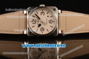 Bell&Ross BR 03-92 S Aviation Type Miyota 9015 Automatic Steel Case with White Dial and Beige Leather Strap