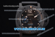 Panerai PAM 616 Luminor Submersible 1950 Carbotech – 3 Days Automatic Clone P.9000 Automatic Carbon Fiber Case with Skeleton Dial and Black Rubber Strap