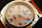 Rolex Cellini Swiss Quartz Steel Case with Pink MOP Dial and Numeral Markers-Lady Size