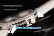 Vacheron Constantin Patrimony Swiss ETA 2824 Automatic Steel Case with White Leather Strap Black Dial and Diamond Bezel