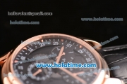 Vacheron Constantin Malte Asia ST25 Automatic Rose Gold Case with Black Leather Strap and Black Dial