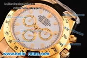 Rolex Daytona Chrono Swiss Valjoux 7750-SHG Automatic Gold Case/Strap with Stick Markers and White Dial