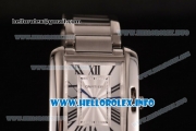 Cartier Tank Anglaise Miyota Quartz Stainless Steel Case/Bracelet Stick Markers and Sliver Dial