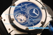 Hublot King Power Swiss Tourbillon Manual Winding Movement Steel Case with Black Rubber Strap