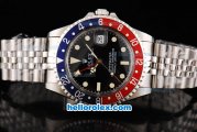 Rolex GMT Master Oyster Perpetual Automatic Movement ETA Case with Blue/Red Bezel-Yellow Markers and Black Dial