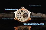 Cartier Ballon Bleu de Cartier Swiss Tourbillon Manual Winding Movement Gold Case with White Dial and Black Leather Strap