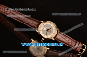 Omega De Ville Co-Axial Swiss ETA 2824 Automatic Yellow Gold Case with Silver Dial and Brown Leather Strap