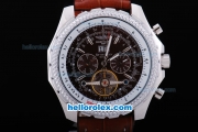 Breitling for Bentley Motors Automatic Tourbillon SS Case with Black Dial and Brown Leather Strap