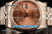 Rolex Datejust Clone Rolex 3135 Automatic Steel Case Orange Dial With Stick Markers Steel Bracelet- 1:1 Original(AR)